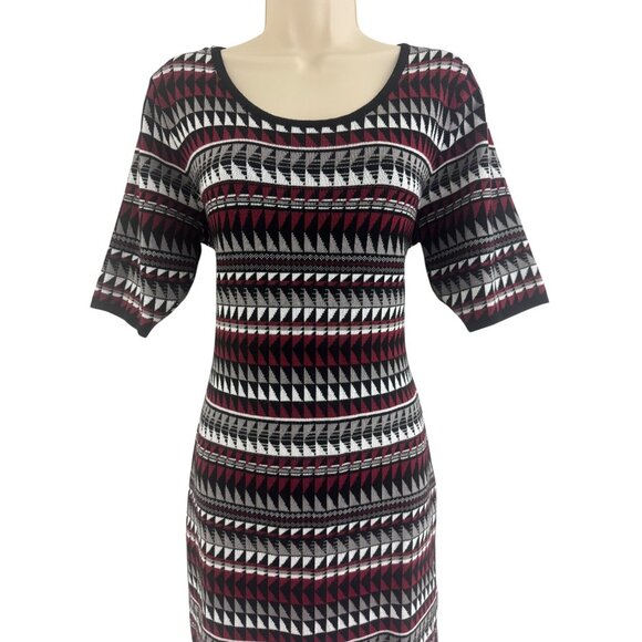 Ashley Stewart Geometric Print Soft Knit Bodycon Sweater Dress Size 14/16 Sheath - Picture 2 of 7